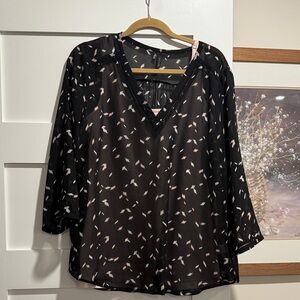 Maurices Black and Pink Patterned Blouse